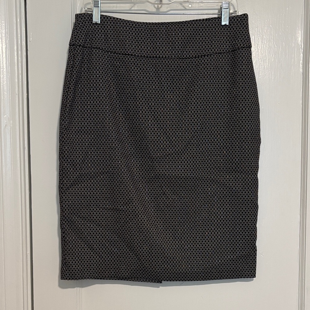 Soho Black Geometric Pencil Skirt
